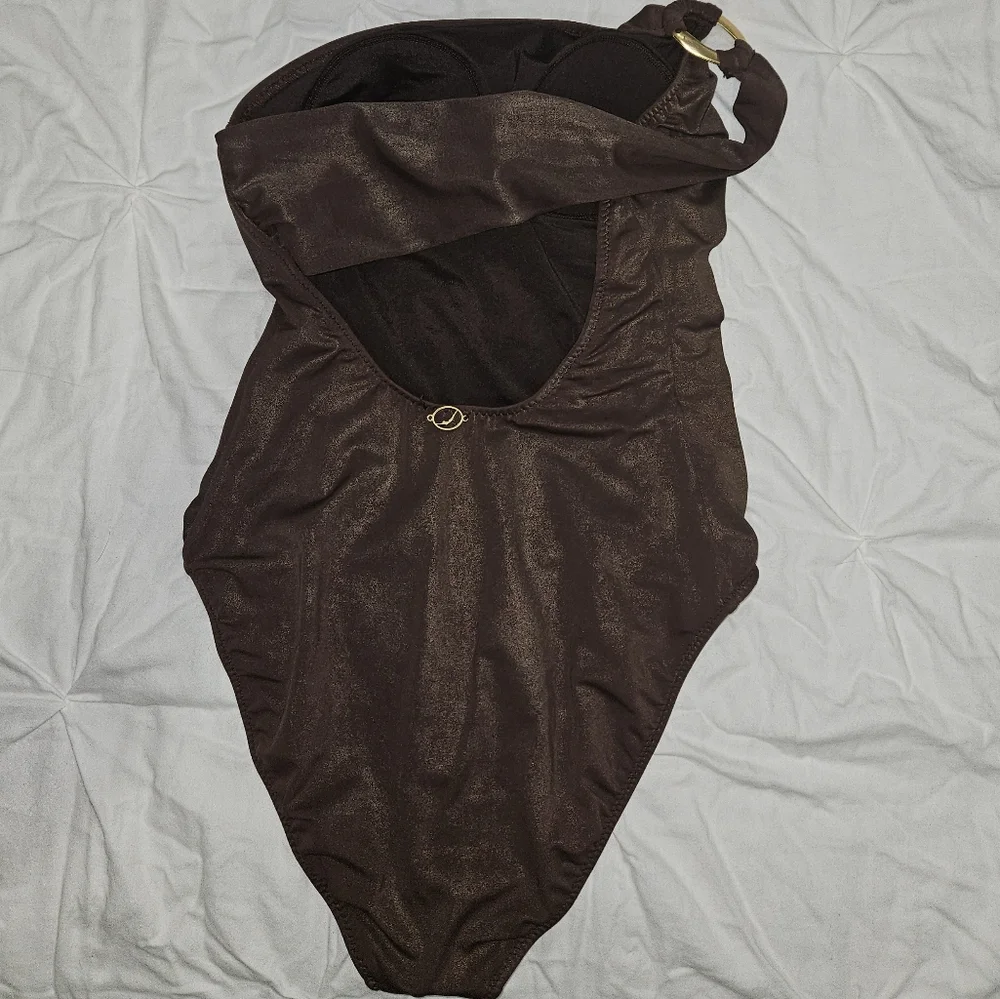 Jantzen Chocolate One-Shoulder Swimsuit SIZE 8 - Picture 2 of 8